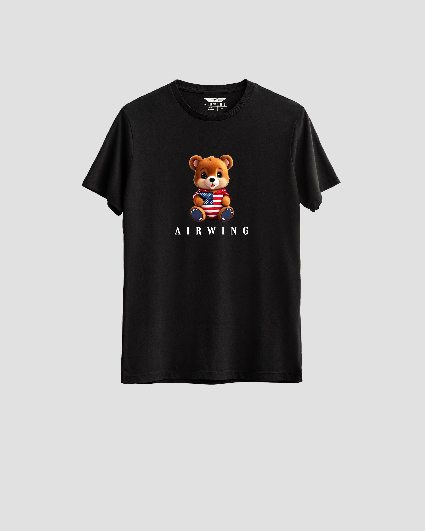 Black_white_teddyBear_Airwing® July4_T-Shirts